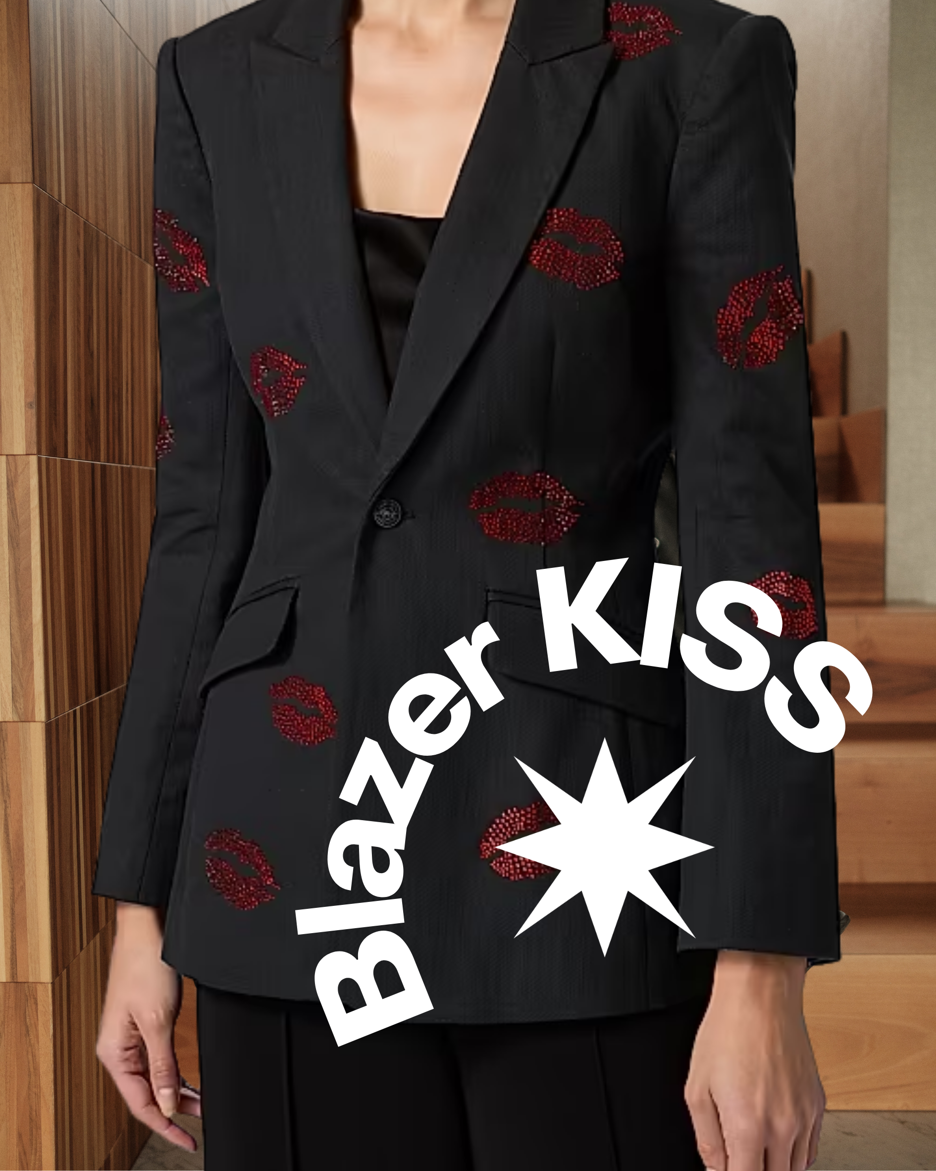 El saco que no pasa desapercibido: Kiss Print en blanco y negro